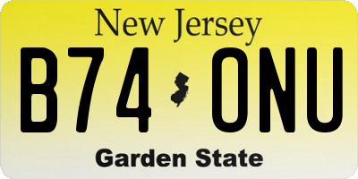 NJ license plate B74ONU
