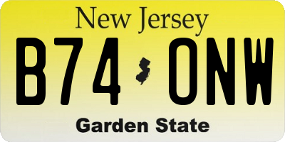 NJ license plate B74ONW
