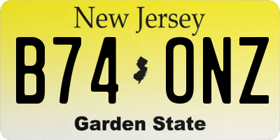 NJ license plate B74ONZ