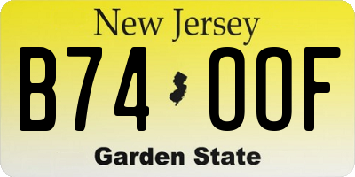 NJ license plate B74OOF