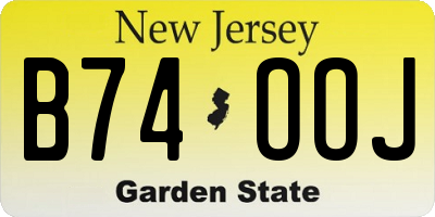 NJ license plate B74OOJ