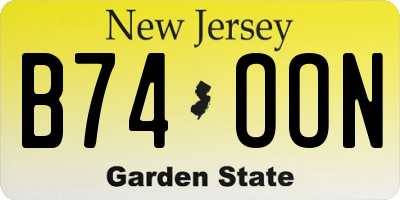 NJ license plate B74OON