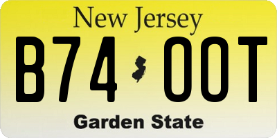 NJ license plate B74OOT