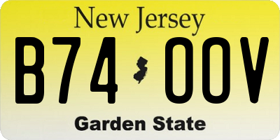 NJ license plate B74OOV