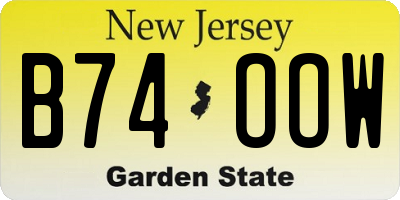 NJ license plate B74OOW