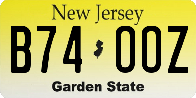 NJ license plate B74OOZ