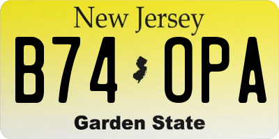 NJ license plate B74OPA
