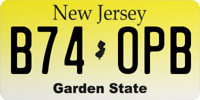 NJ license plate B74OPB
