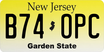 NJ license plate B74OPC