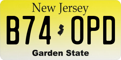 NJ license plate B74OPD