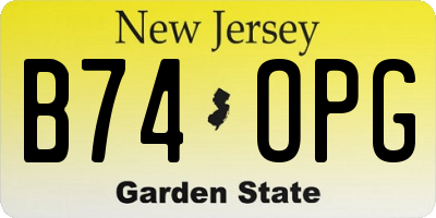 NJ license plate B74OPG
