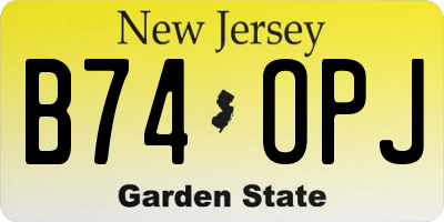 NJ license plate B74OPJ