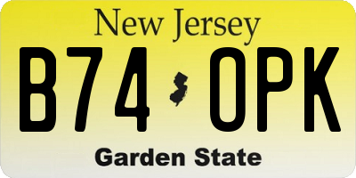 NJ license plate B74OPK