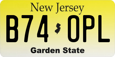 NJ license plate B74OPL