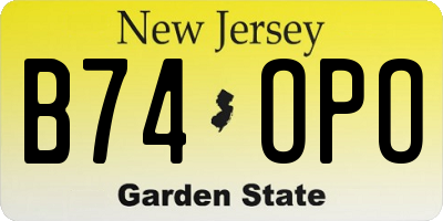 NJ license plate B74OPO