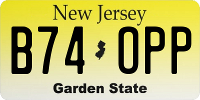 NJ license plate B74OPP