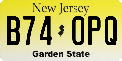 NJ license plate B74OPQ