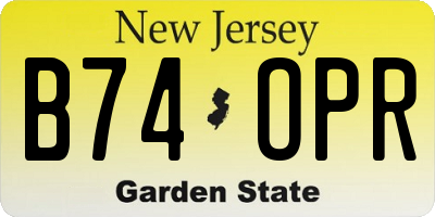 NJ license plate B74OPR