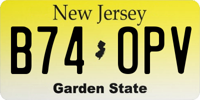 NJ license plate B74OPV