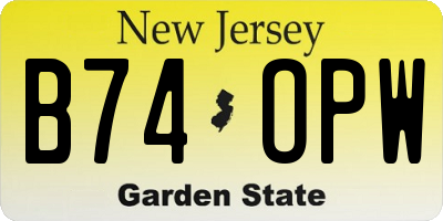 NJ license plate B74OPW