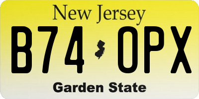 NJ license plate B74OPX