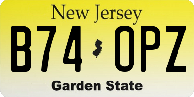 NJ license plate B74OPZ