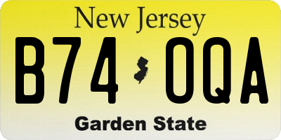 NJ license plate B74OQA