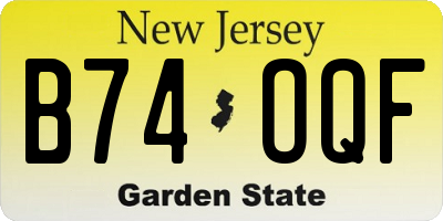 NJ license plate B74OQF
