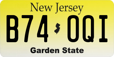 NJ license plate B74OQI
