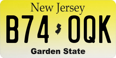 NJ license plate B74OQK