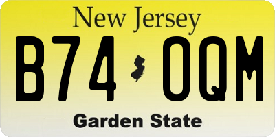 NJ license plate B74OQM