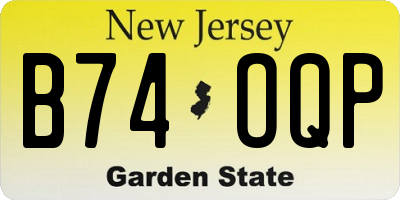 NJ license plate B74OQP