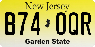 NJ license plate B74OQR