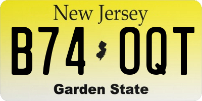 NJ license plate B74OQT