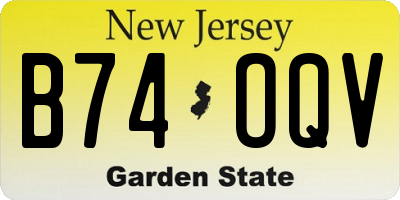 NJ license plate B74OQV