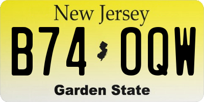 NJ license plate B74OQW