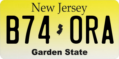 NJ license plate B74ORA