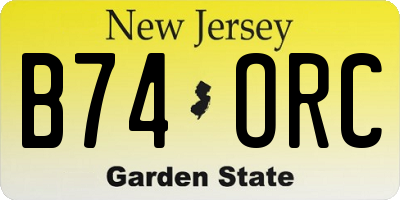 NJ license plate B74ORC