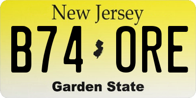 NJ license plate B74ORE
