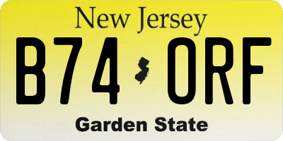 NJ license plate B74ORF