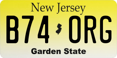 NJ license plate B74ORG