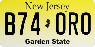 NJ license plate B74ORO