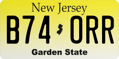 NJ license plate B74ORR