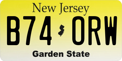 NJ license plate B74ORW
