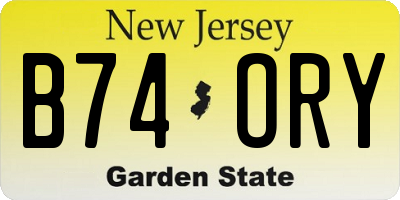 NJ license plate B74ORY