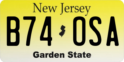 NJ license plate B74OSA