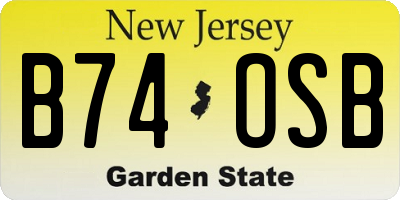 NJ license plate B74OSB