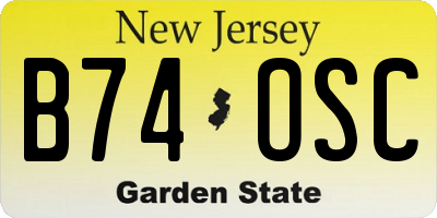 NJ license plate B74OSC