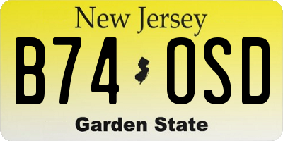 NJ license plate B74OSD