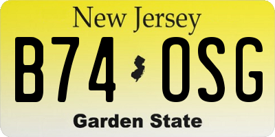 NJ license plate B74OSG